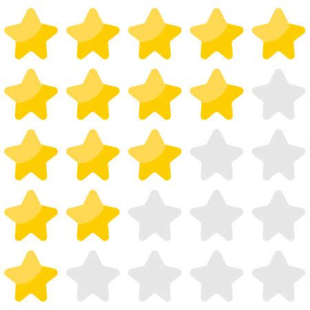 5 star rating icon. Five stars customer product rating review flat icon for apps and websites. vector illustration. Eps 10.のイラスト素材