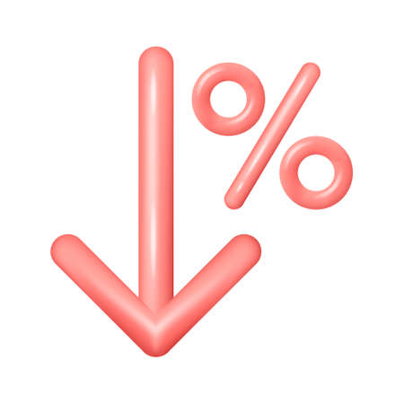 Percent down 3d icon. vector illustration. Eps 10.のイラスト素材