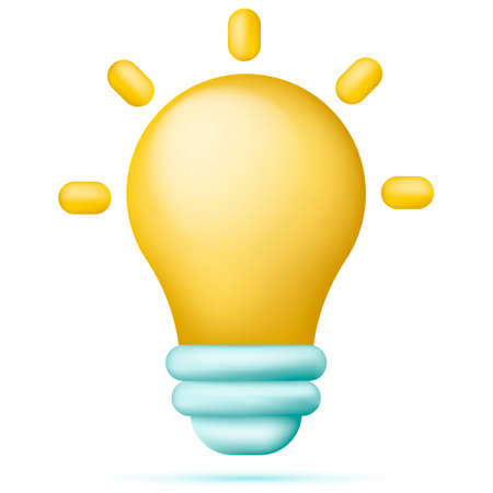3d cartoon yellow light bulb icon. vector illustration. Eps 10.のイラスト素材