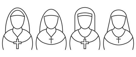Nun Simple Line Icon. sister of mercy sign. vector illustration. Eps 10.のイラスト素材