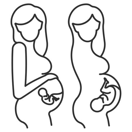 Pregnancy icon. Flat line icon on pregnancy. Beautiful pregnant woman linear symbol. vector illustration. Eps 10.のイラスト素材