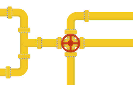 Industrial background with pipeline. Oil, water or gas pipeline with fittings and valves.Vector illustration. Eps 10.のイラスト素材
