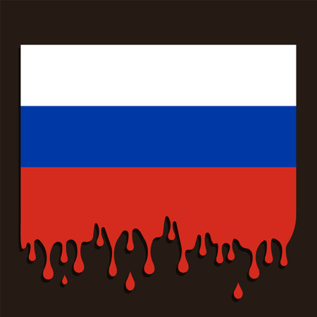 Russian flag and dipping blood.Vector illustration. Eps 10.のイラスト素材