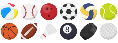 Sports ball flat icon set. vector illustration. Eps 10.のイラスト素材