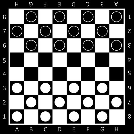 Chess boards on black and white background. Draughts, game with pieces in black and white. vector illustration. Eps 10.のイラスト素材