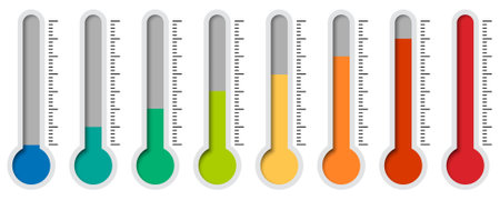 Temperature Symbol Set . Thermometer showing the temperature. thermometer icon. vector illustration....