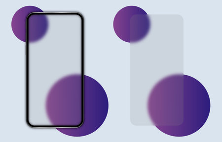 Glassmorphism smartphone. Transparent glass plates. Vector illustration. Eps 10.