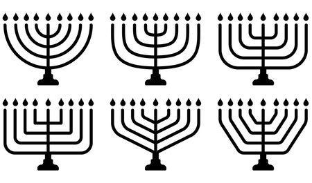 Set of Menorah icon. Jewish Holiday sign. Menorah icon for Hanukkah. Vector illustration. Eps 10.のイラスト素材