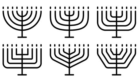 Set of Menorah icon. Jewish Holiday sign. Menorah icon for Hanukkah. Vector illustration. Eps 10.のイラスト素材