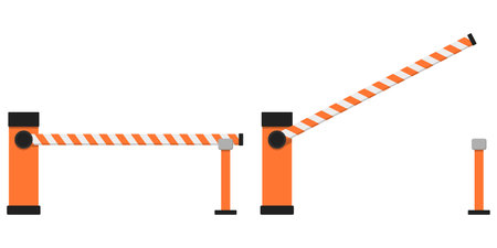 Open, closed parking car barrier Vector illustration. Eps 10.のイラスト素材