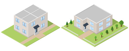 Isometric building. Residential house icon. Vector illustration.のイラスト素材