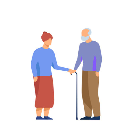 elderly people, grandparents stand together with chopstickのイラスト素材