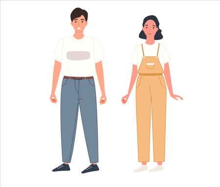beautiful young woman and man in casual streetのイラスト素材