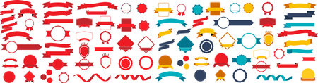 Set of Ribbons Banners with Label, Tag and Quality Badges. Bandeau design.のイラスト素材