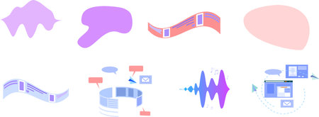 Digital technology set, Illustration Simple frame Texture decoration Decoration Colorfulのイラスト素材