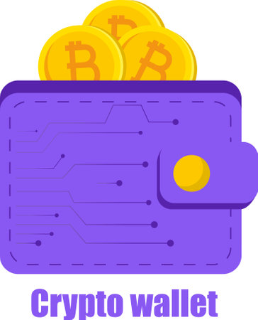 Crypto currency wallet, flat vector illustration. Digital wallet with Bitcoin and Ethereum coins.のイラスト素材