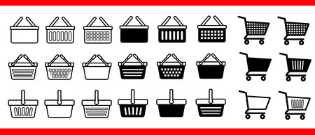 Set shop cart, basket, bag icon, buy and sale symbol. Shopping basket bag icon sign stock vectorのイラスト素材