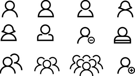 Line icons about people on transparent background with editable stroke.のイラスト素材