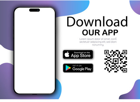 web banner design template. Phone scanning qr code via mobile app icon vector flat cartoon...