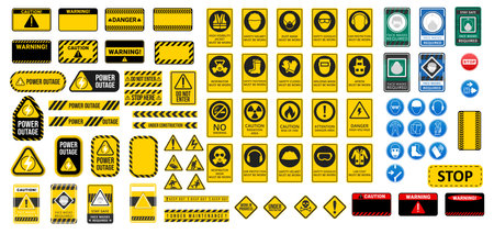 Caution alarm set. Danger triangle signs. warning sign. Caution error.のイラスト素材