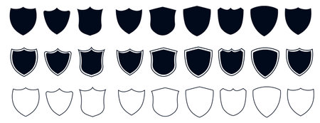Shield icons. Shields. Protect shield security vector. Collection of security shield icons.のイラスト素材
