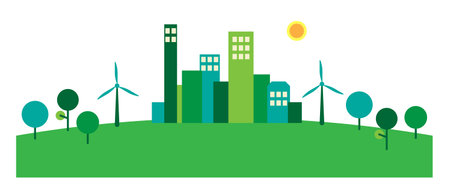 green sustainable city. vector illustrationのイラスト素材