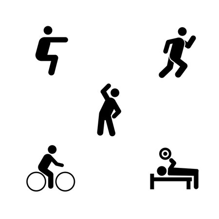 Fitness and sport isolated icons set. Vector illustrationのイラスト素材