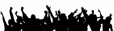 Silhouette of Energetic Crowd Dancing at Music Concert Festival - Vector Illustrationのイラスト素材