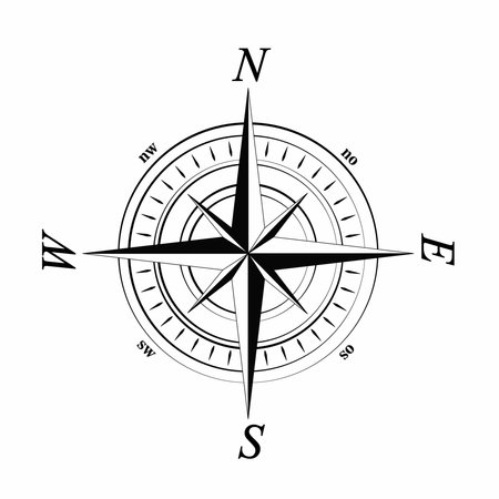 Vintage Compass Rose Wind Direction Symbol Vector Illustrationのイラスト素材