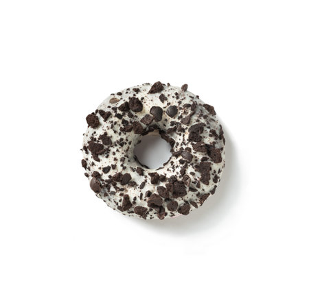 Chocolate donut isolated on white background. top view.の写真素材
