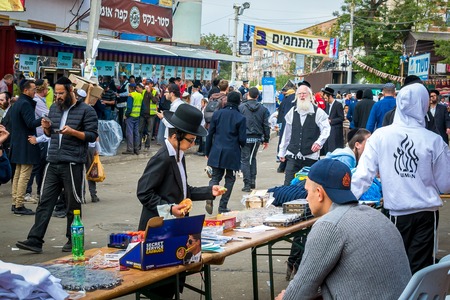 Uman, Ukraine - 2 October 2016: Rosh Hashanah, Jewish New Year 5777. It is celebrated at the grave of Rabbi Nachman. Pilgrims of Hasidim in traditional festive attire celebrate mass on the Uman.のeditorial素材