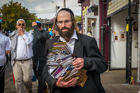 Uman, Ukraine - 2 October 2016: Rosh Hashanah, Jewish New Year 5777. It is celebrated at the grave of Rabbi Nachman. Pilgrims of Hasidim in traditional festive attire celebrate mass on the Uman.のeditorial素材