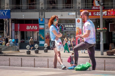 Kyiv, Ukraine - June 10, 2018: Holi Festival "Kyiv color run 18"のeditorial素材