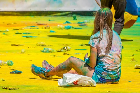 Kyiv, Ukraine - June 10, 2018: Holi Festival "Kyiv color run 18"のeditorial素材