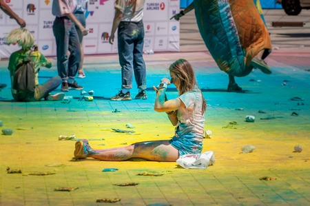 Kyiv, Ukraine - June 10, 2018: Holi Festival "Kyiv color run 18"のeditorial素材