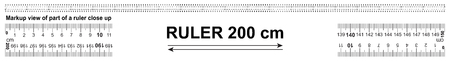Bidirectional ruler 200 cm or 2000 mm. Used in construction, engineering, clothing manufacturing, carpentryのイラスト素材
