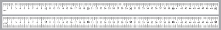 Ruler 50 cm. Precise measuring tool. Ruler scale 0,5 meter. Ruler grid 500 mm. Metric centimeter size indicators.のイラスト素材
