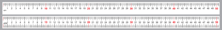 Ruler 50 cm. Precise measuring tool. Ruler scale 0,5 meter. Ruler grid 500 mm. Metric centimeter size indicators.のイラスト素材