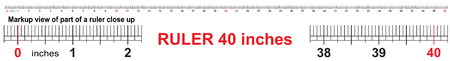 Ruler 40 inch. Precise measuring tool. Inches size indicatorsのイラスト素材