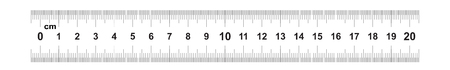 Double sided Ruler 20 centimeter or 200 mm. Value of division 0.5 mm. Precise length measurement device. Calibration gridのイラスト素材
