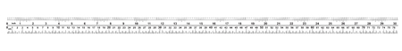 Ruler 30 inshes. Ruler 75 centimeters. Value of division - 32 divisions by inch and 0.5 mm. Precise length measurement device. Calibration grid.のイラスト素材