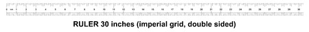 Ruler 30 inches imperial. Ruler double sided. Precise measuring tool. Calibration gridのイラスト素材