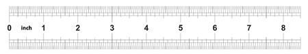 Ruler 8 inches imperial. Ruler double sided. Precise measuring tool. Calibration gridのイラスト素材