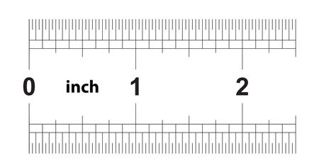Ruler 2 inches imperial. Ruler double sided. Precise measuring tool. Calibration gridのイラスト素材