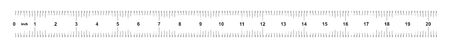 Ruler 20 inches imperial. Ruler double sided. Precise measuring tool. Calibration gridのイラスト素材