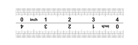 Ruler bidirectional 4 inches. The division price is 1/32 inch. Ruler double sided. Precise measuring tool. Calibration gridのイラスト素材