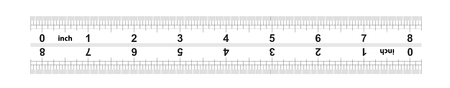 Ruler bidirectional 8 inches. The division price is 1/32 inch. Ruler double sided. Precise measuring tool. Calibration gridのイラスト素材