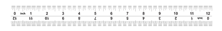 Ruler bidirectional 12 inches. The division price is 1/32 inch. Ruler double sided. Precise measuring tool. Calibration gridのイラスト素材