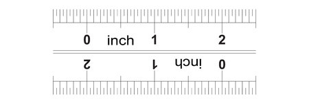 Ruler bidirectional 2 inches. Metric calibration grid. The division price is 0.05 inch. Precise measuring toolのイラスト素材