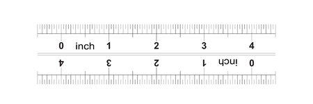 Ruler bidirectional 4 inches. Metric calibration grid. The division price is 0.05 inch. Precise measuring toolのイラスト素材